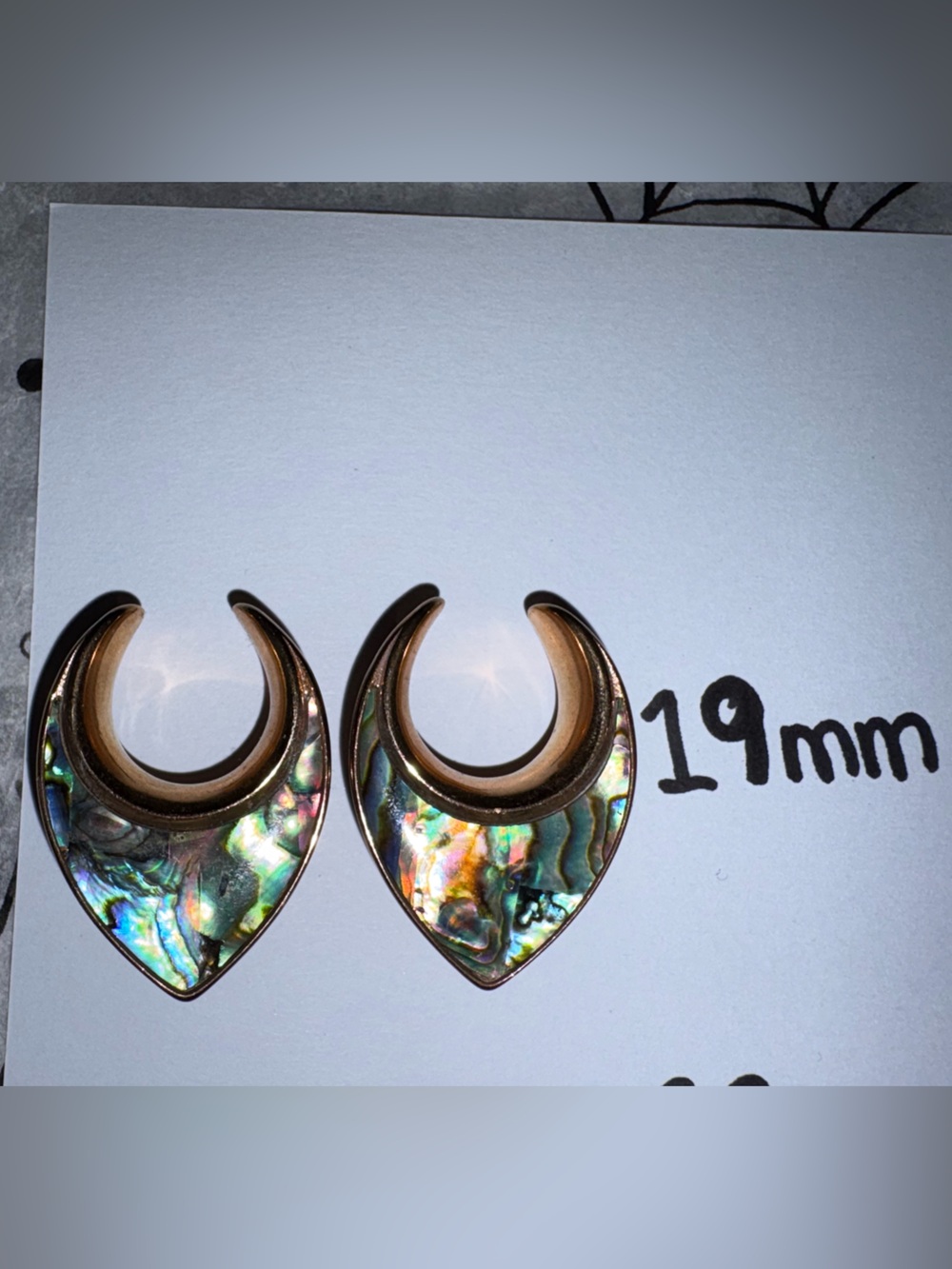 Abalone Inlay Saddle Gauges 19mm - Iridescent